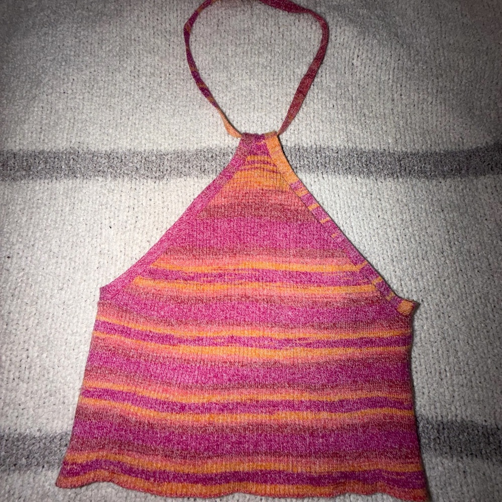 Wild Fable Striped Knit Halter Top in Pink & Orange